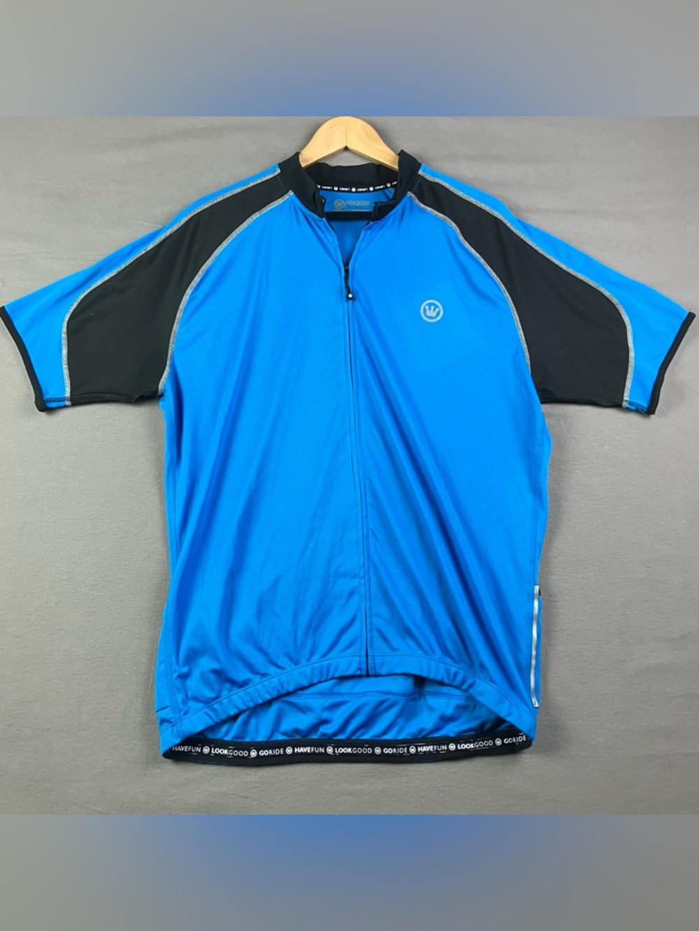 Canari Men’s Cycling Jersey Size XL Short Sleeve Full Zip Blue & Black Pockets
